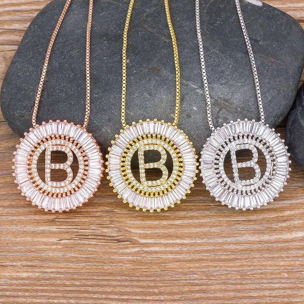 Nidin Hot Sale Initial CZ Top Quality Letter Necklace For Women Accessories Girls Fine Party Wedding Jewelry Gift H260312