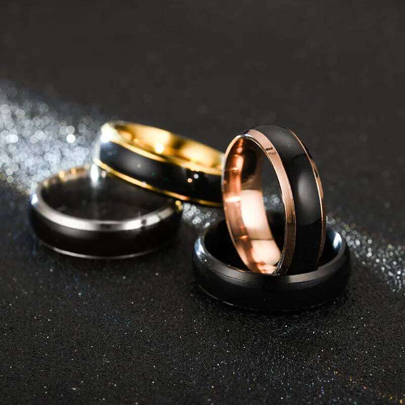 5 Colors Stainless Steel for Men Women Changing Color Mood Temperature Sensitive Glazed Ring Couple Jewelry H260312