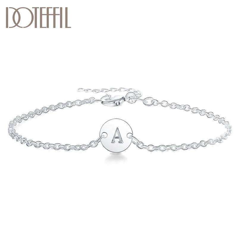 DOTEFFIL 925 Sterling Silver English Alphabet Tag Chain Bracelet For Women Wedding Engagement Party Fashion Jewelry Z260313