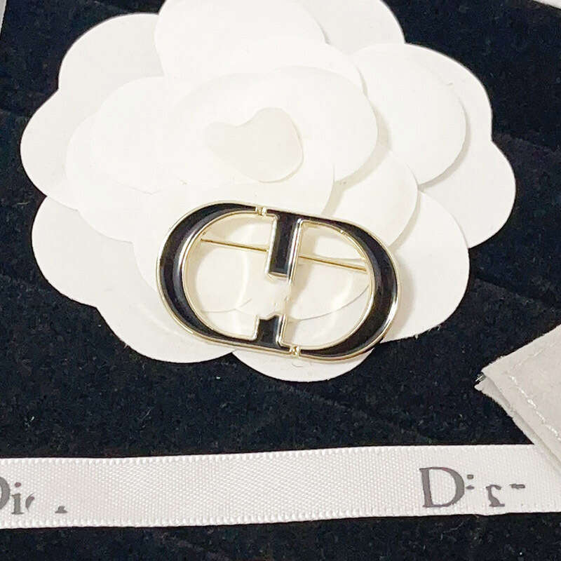 New Korean-style oil-drip letter brooch, high-end pin with logo, D-brand celebrity-inspired chest accessory