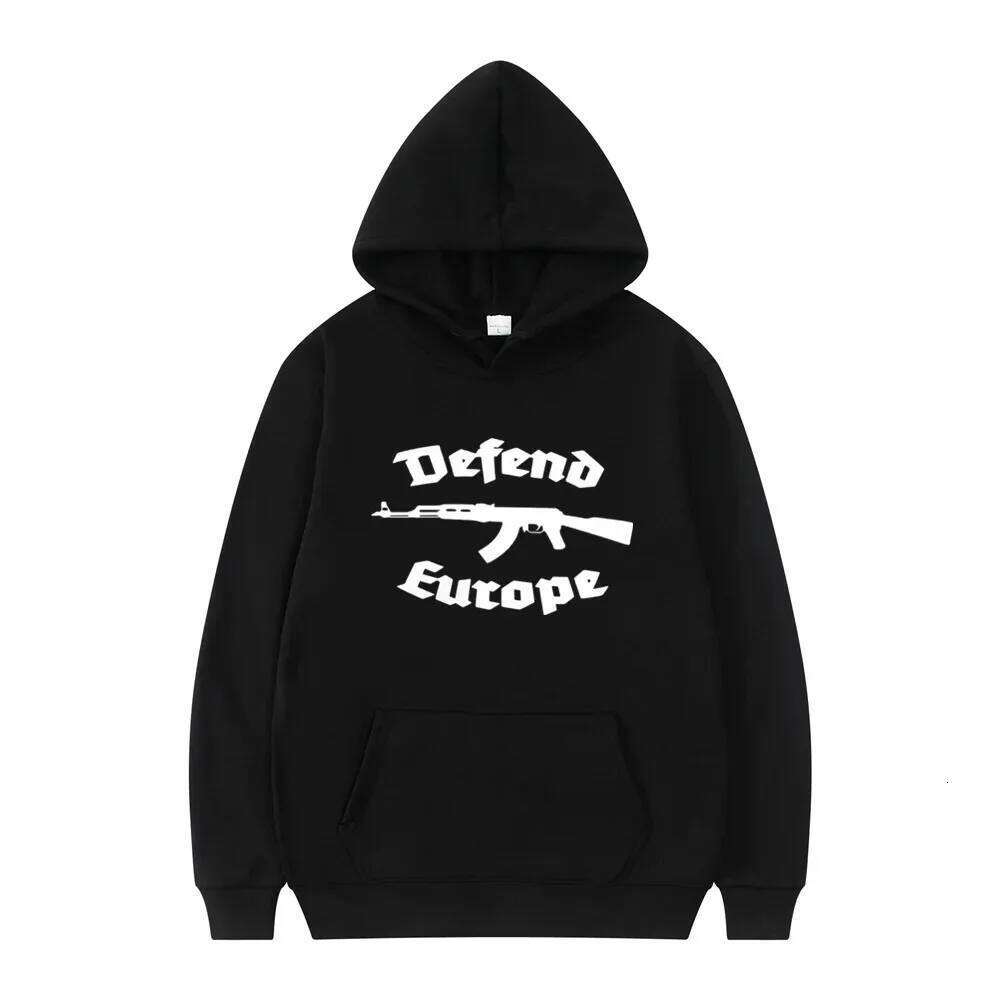 Y2k Rock Defend Europe Hoodie Funny Sweatshirt Women's Men's Hoodies Pullover Hip Hop Popular Streetwear Unisex Z260315