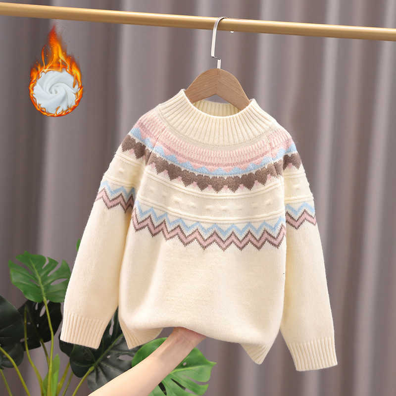 Pullover Girls' Thickened Sweater Autumn/Winter New Pullover Knitwear Trendy and Stylish Round Neck Children's Clothing for Older Kids