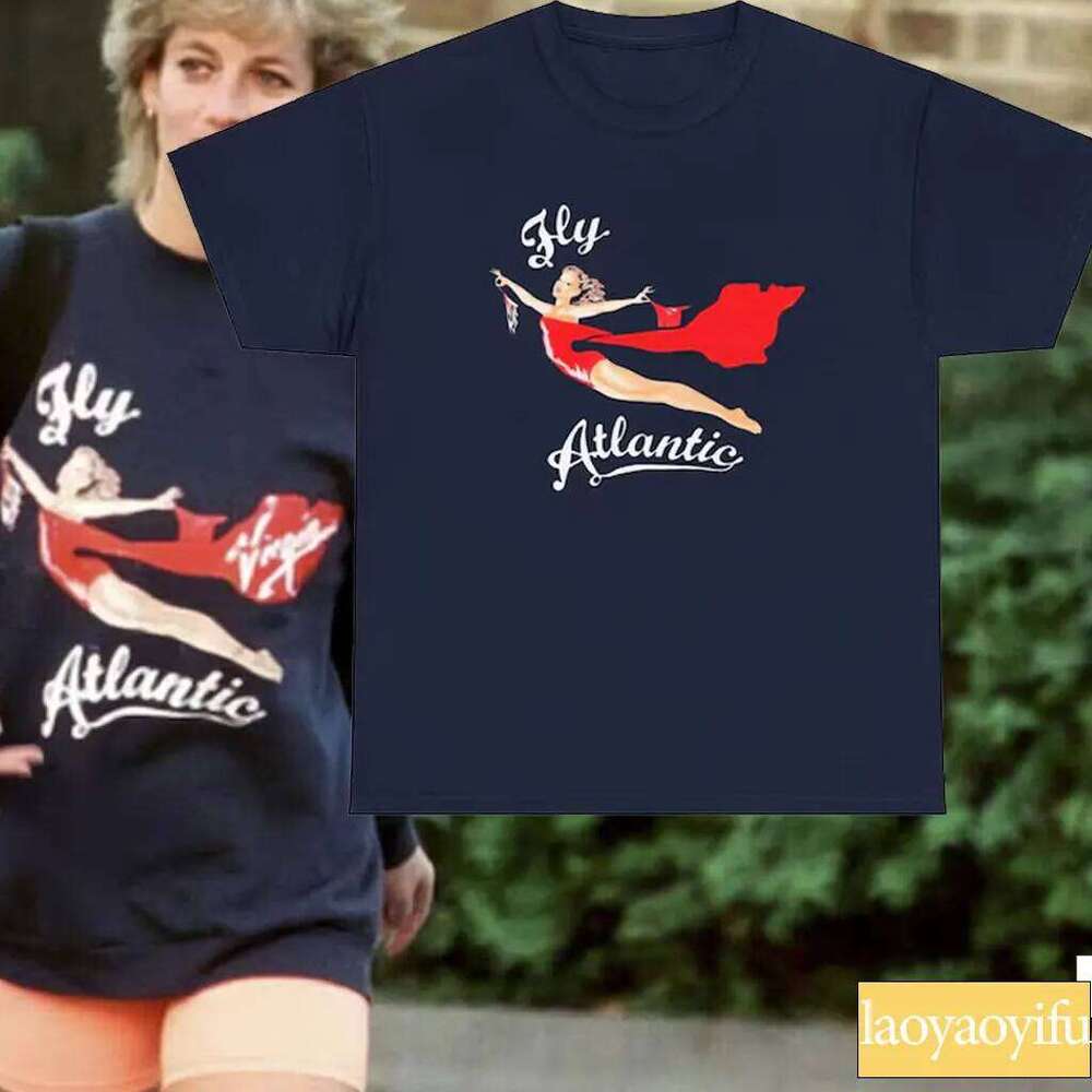 Fly Atlantic T-shirt, Hoodie | Princess Diana Retro 80s Clothing Vintage Sweatshirt 90s Short Sleeve Tops Z260314