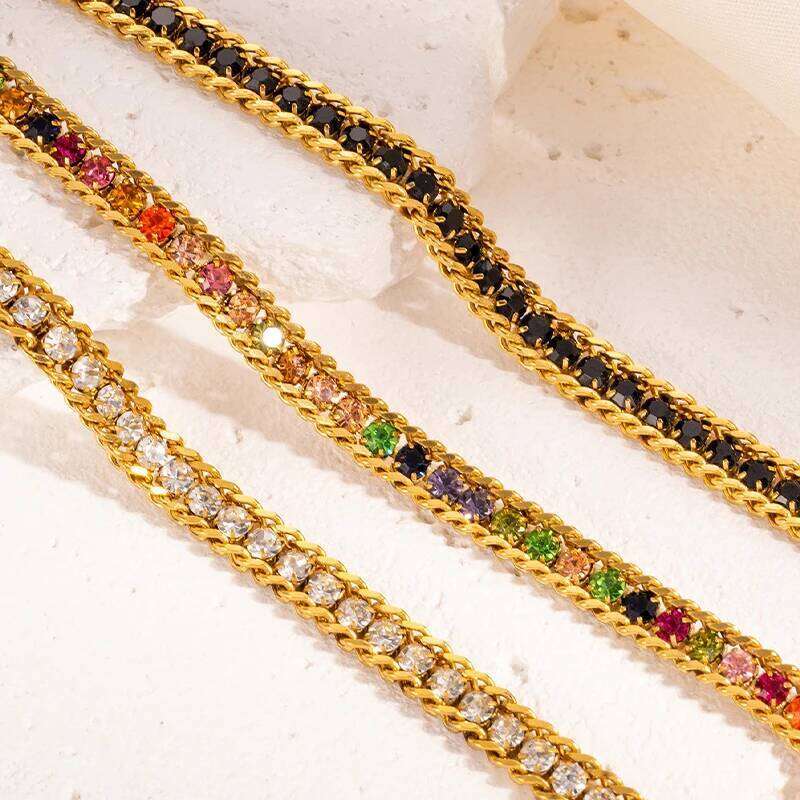 ANENJERY 316L Stainless Steel Colorful Shiny Zircon Adjustable Bracelets For Women Exquisite Special Jewelry Gifts Z260313