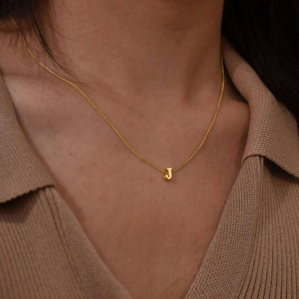 Tiny Gold Color Bubble Balloon Initial Letters Charms Chocker Necklaces for Women Single Alphabet Chains Personalized Jewelry H260312