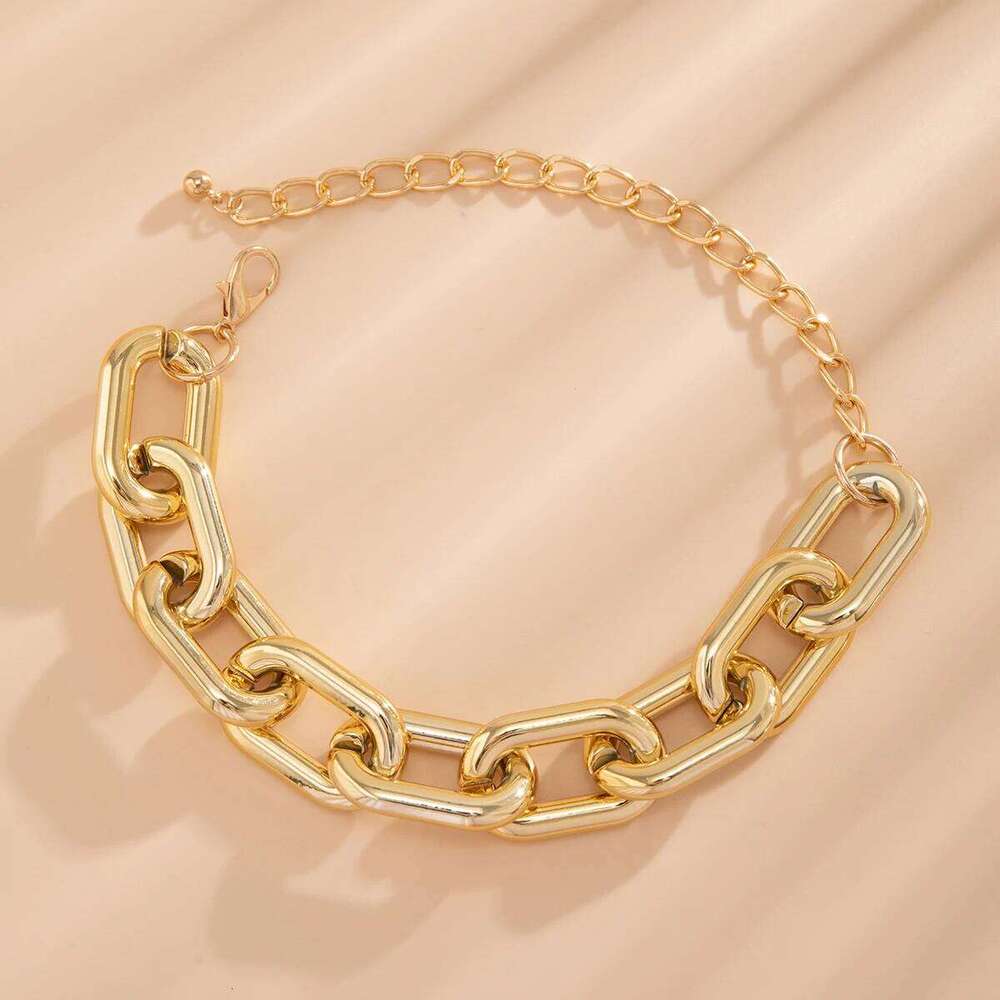 Exaggerated CCB Thick Chain Short Choker Necklace for Women Trendy Big Statement Collar on Neck Accessories 2024 Fashion Jewelry H260312