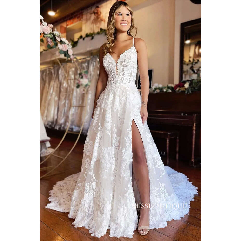 Stunning Lace NEW Mermaid Wedding Dresses New Sexy Spaghtti Straps A Line Bridal Gowns Open Back Robes De Mariage Plus Size Custom Made Bc15295 B0313