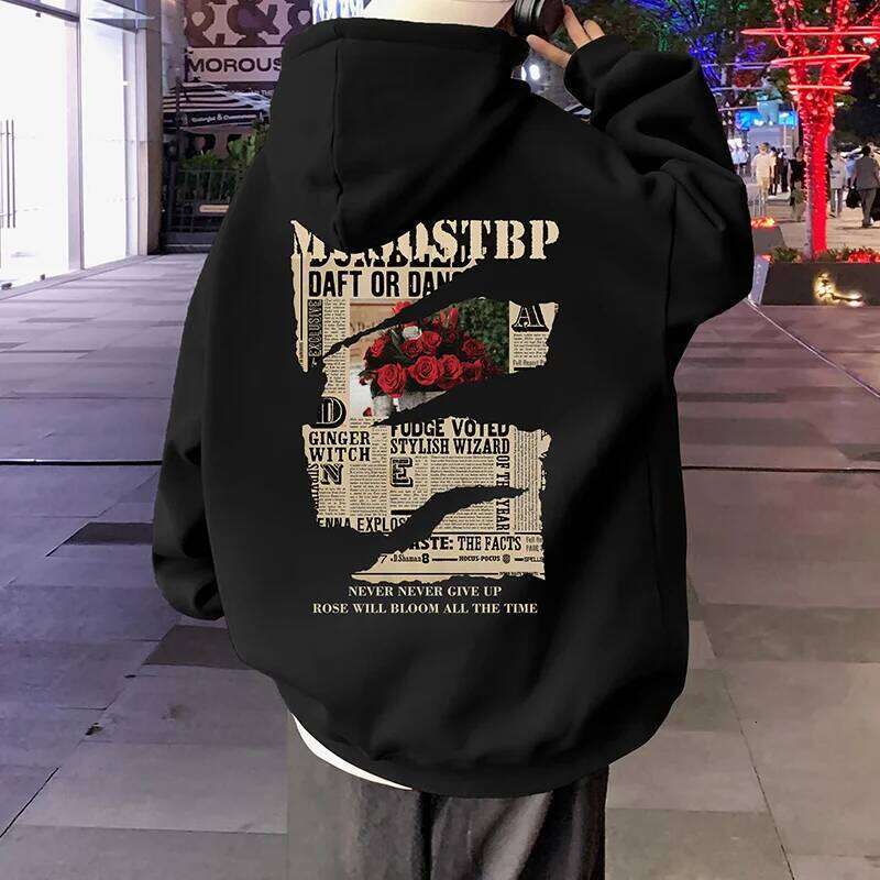 2025 Letter Print Adult Hooded Sweatshirt Spring Autumn New Loose Trendy Brand Oversized Casual American High Street Top Z260314