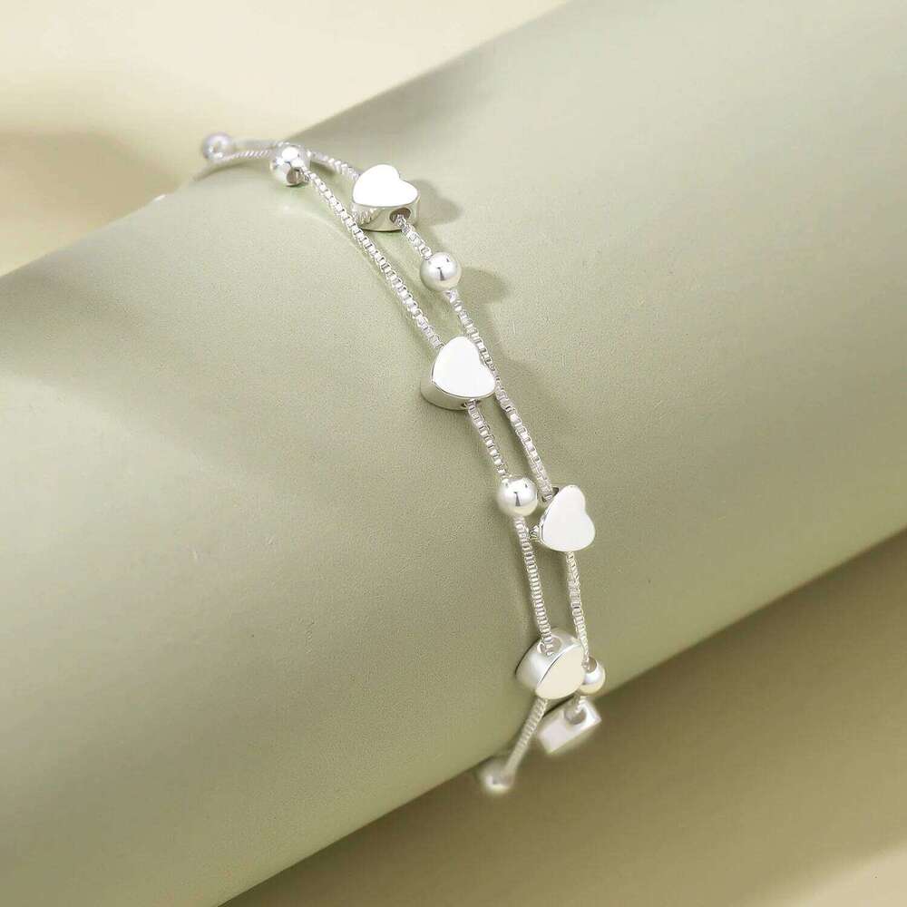 925 Sterling Silver Bracelets Woman Heart Ball Chain Charm Bracelet Couple Jewelry Accessories Wholesale Jewellery Z260313
