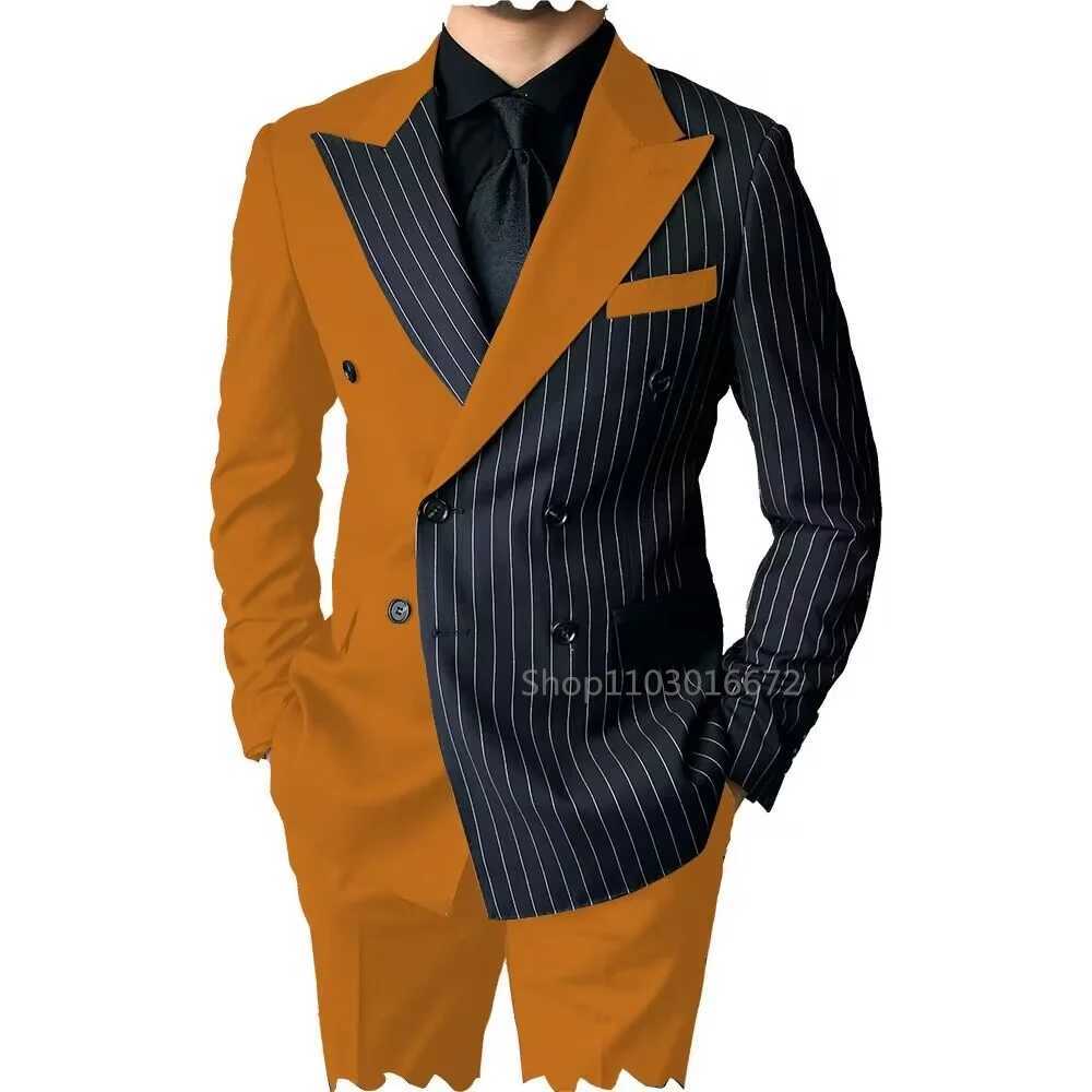Mens Slim Fit 2-Piece Tuxedo Set Wedding Groomsmen Smoking Suit with Peak Lapel Double Breasted Blazer And Pants for Dance Prom M260313