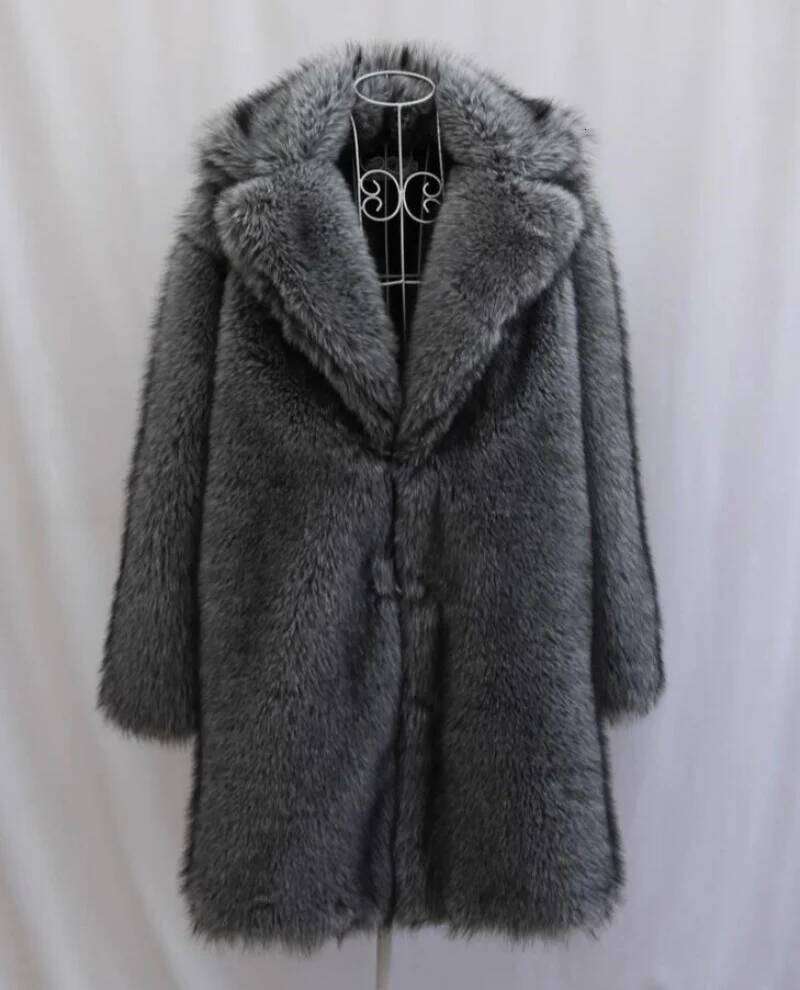 2025 Men's Faux Fur Mink fur long Plus size winter thickened warm trench coat Z260313