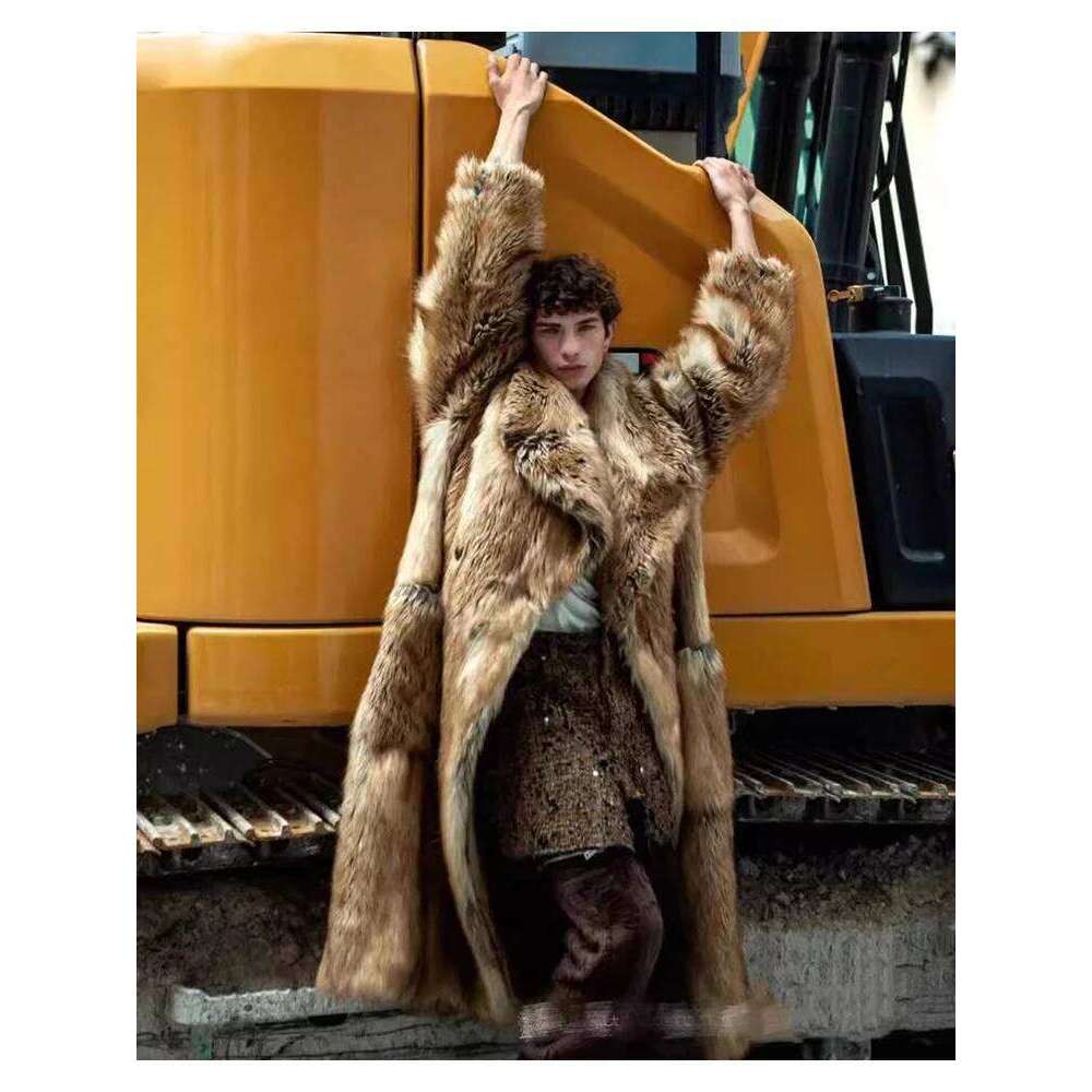 Mauroicardi Autumn Winter Oversized Colorful Thick Warm Faux Fur Coat Men Luxury Fluffy Overcoat Runway European Fashion 2025 Z260313