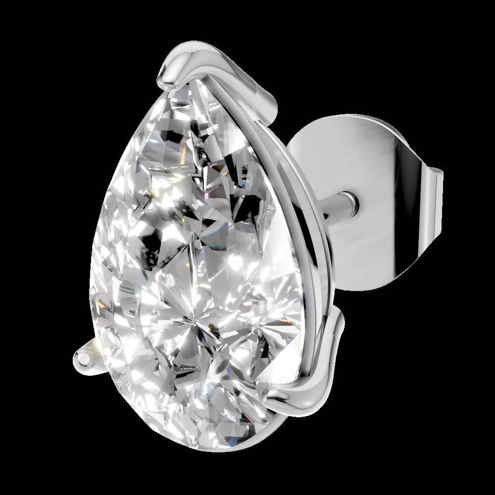 Dazzling 14K Solid Gold Moissanite Earrings Women Solitaire Pear Cut Studs Wedding Party Gift High End Luxury Jewelry