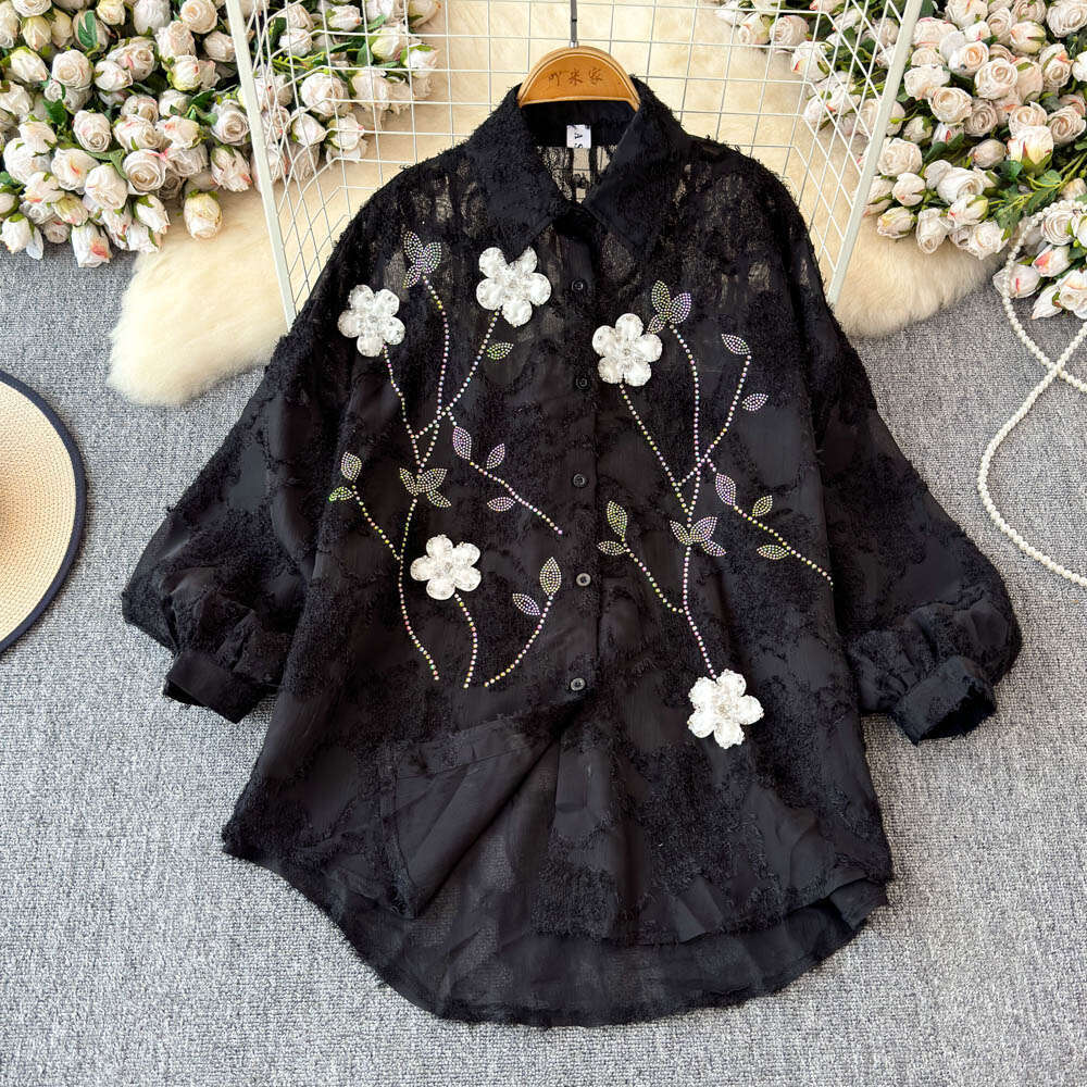 A12 Embroidered White Women's Sunscreen Shirt Jacket Summer Thin Edition 2026 New Ethnic Style Open Collar Wool Sweater