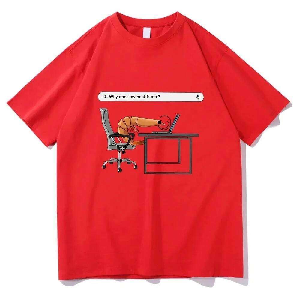 Why Does My Back Hurts Funny Shrimp Printed TShirts Women Round Neck Short Sleeve Tshirt Vintage Summer Casual Clothing Z260314