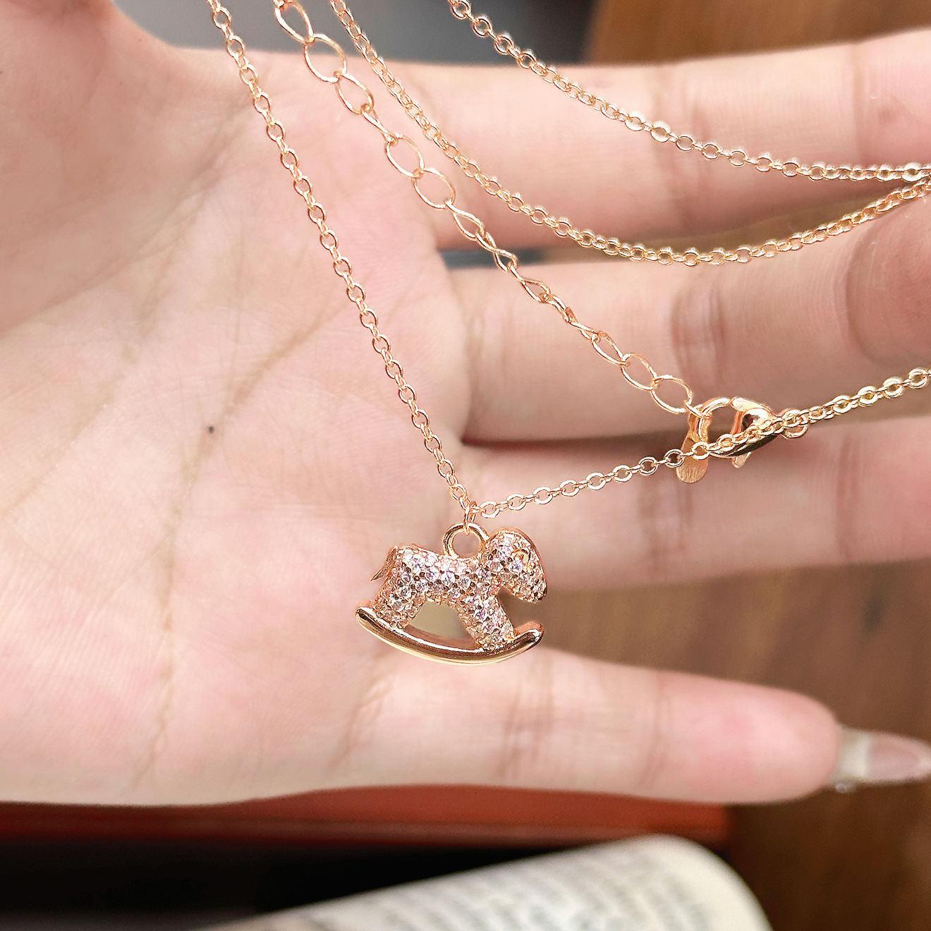 Instantly Rich Little Horse Necklace Fashionable Women's Accessories For Women Light Luxury Niche Design Collarbone Chain Full Diamond High-end J