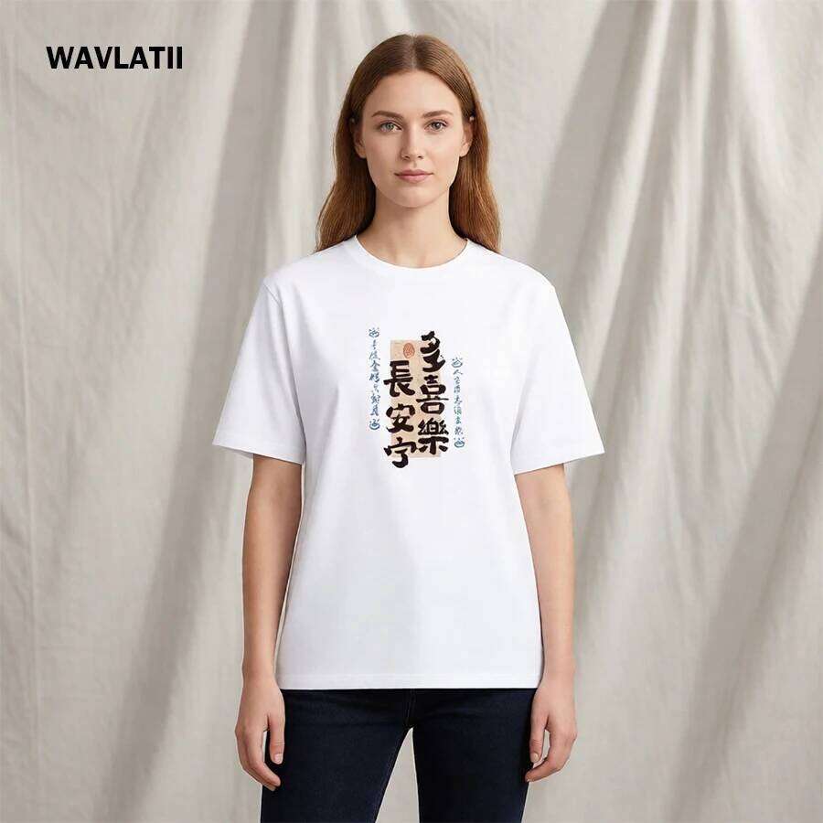 WAVLATII Women New 100% Cotton T shirts Female Cool Character Printed Tees Lady White Black Short Sleeve Casual Summer Tops Z260314