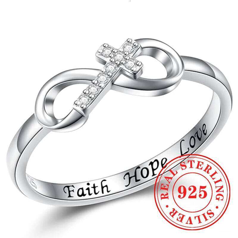 Huitan 925 Sterling Silver Infinity Sign Cross Designed Wedding Band Eternity Ring Simple Stylish Elegant Jewelry for Women H260312