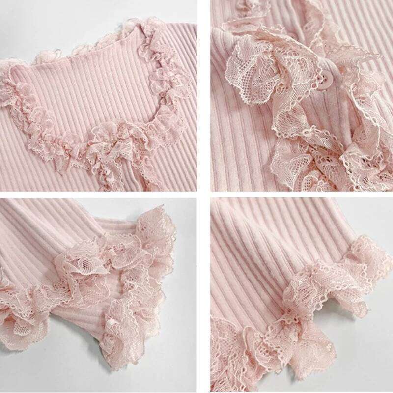 2025 Square Collar Lace Edge Splicing Long Sleeve Knitted Sweater Women's Retro Short Style Slim Tops Single-breasted Cardigan Z260314