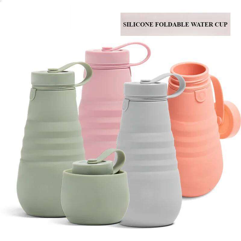 Foldable Silicone Water Bottle Portable Collapsible Cup Leakproof Outdoor Sport Travel Kettle for Camping Hiking Running Cycling Z260313