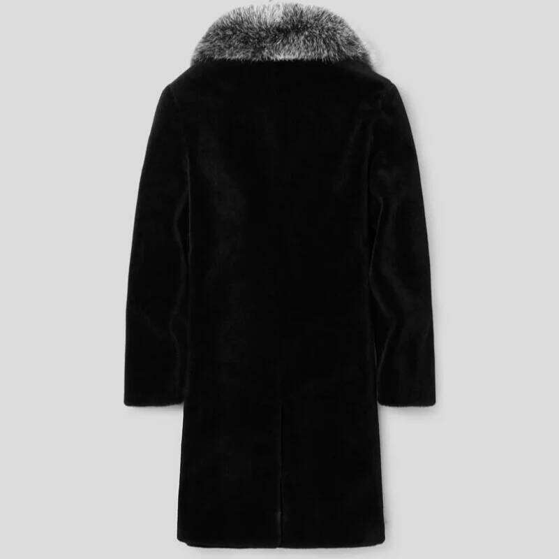 Men's winter thermal Mink Fu long Faux Fox hair large fur collar casual plus-size trench coat Z260313