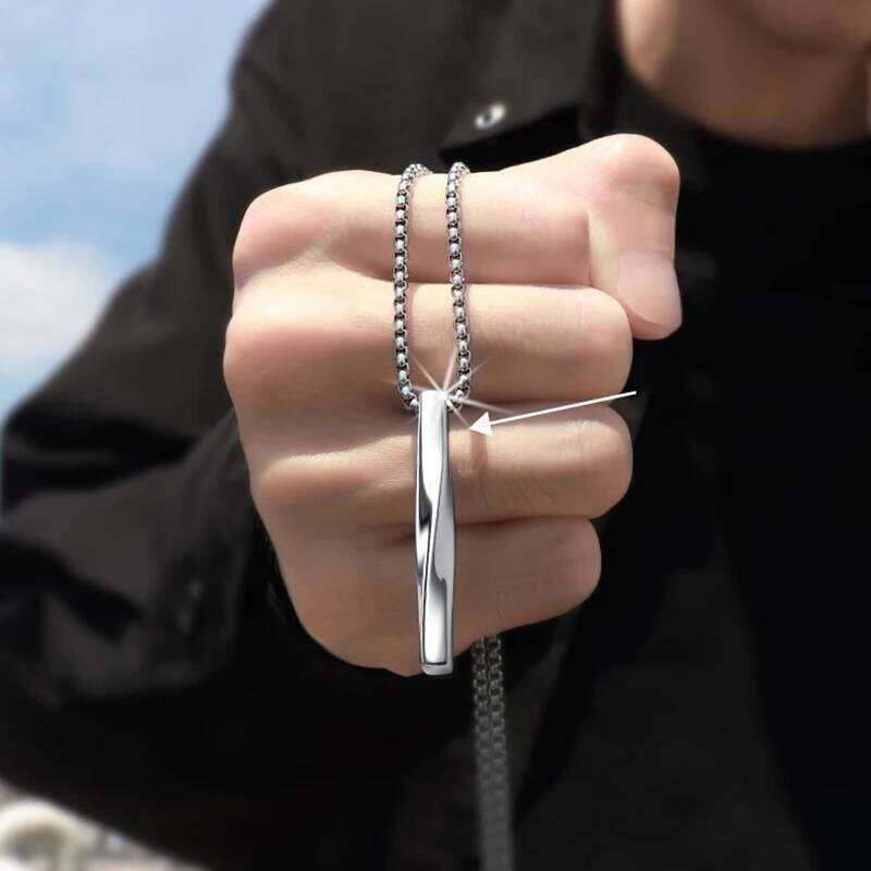 men's Necklace Spiral Pendant INS Trendy Minimalist Personality Silver Color Stainless Steel Chain hip-hop Jewelry Party Gifts H260312