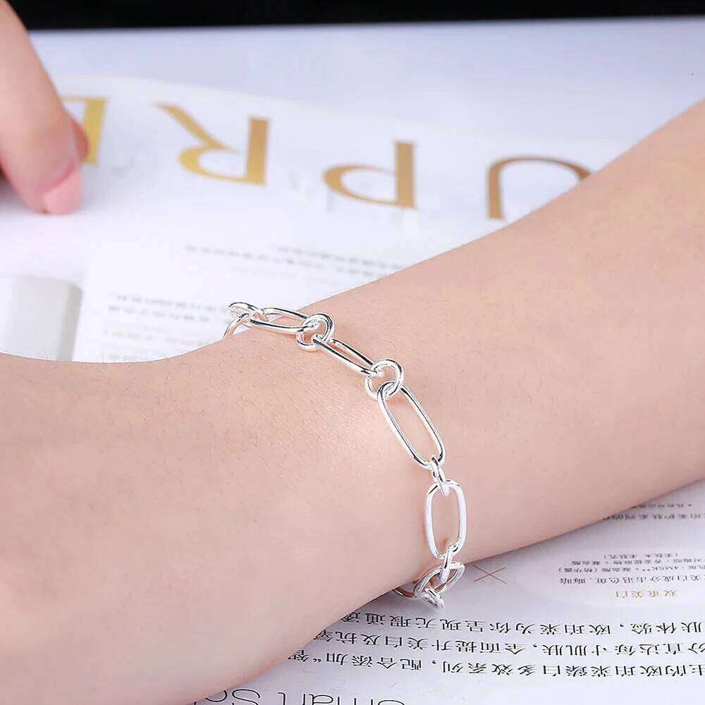 New popular 925 Sterling Silver Bracelets circle chain for woman lady men classic Wedding party Gift fashion Jewelry Z260313