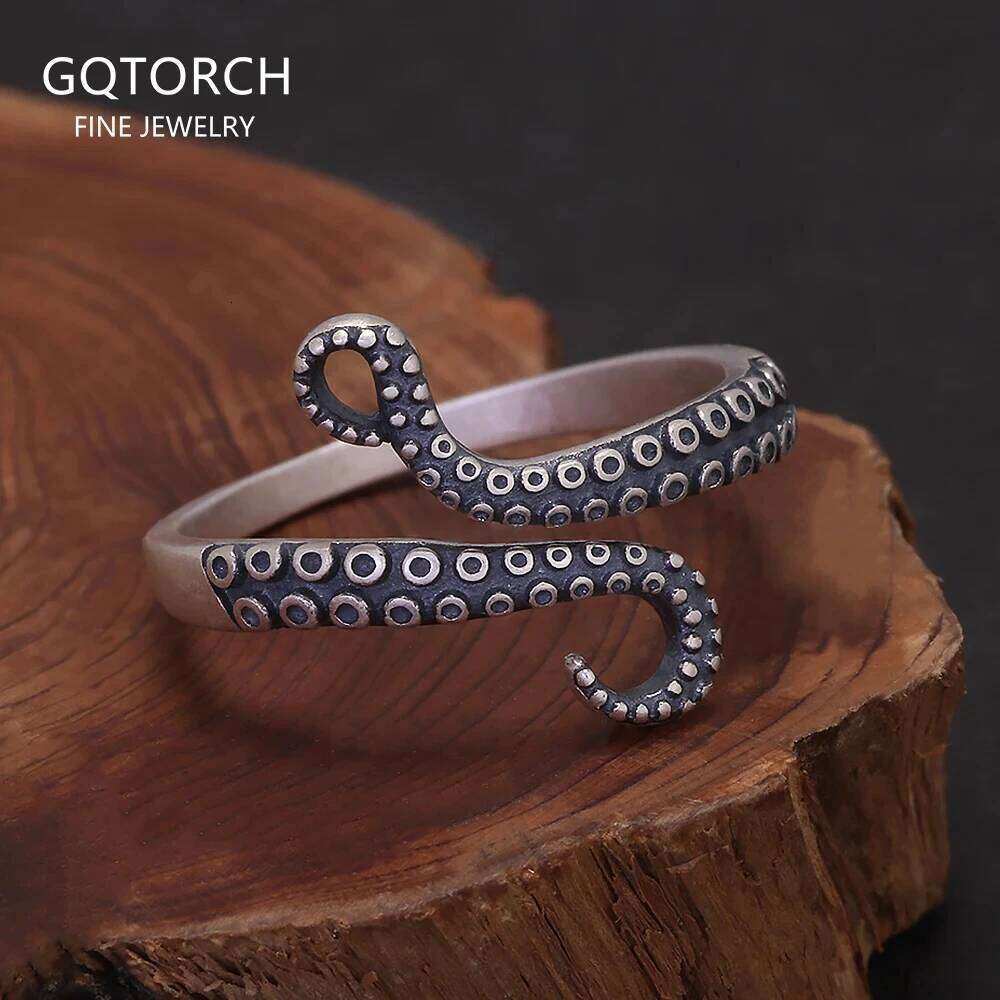 925 Sterling Silver Octopus Tentacle Ring for Women Men Opening Type Squid Finger Rings Gothic Retro Punk Jewelry Accessories H260312