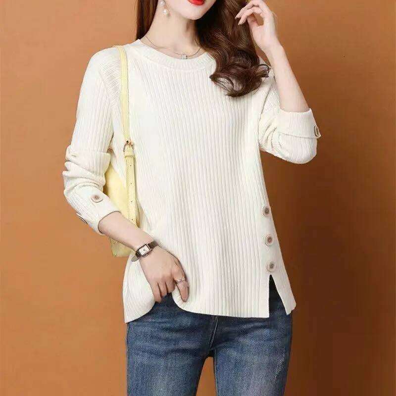 Autumn Winter Striped Pullover Sweater For Women's Knitwears Tops Middle Aged Mother Warm Bottoming Sweaters Pull Femme S-3XL Z260313