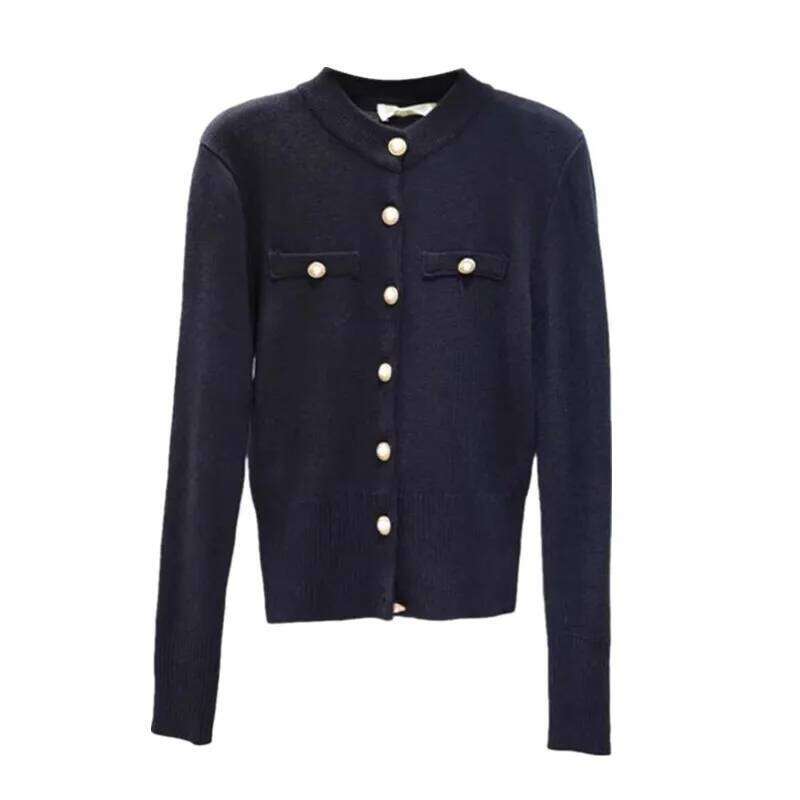 Knitted Cardigans Long Sleeve Stand Collar White Knit Sweater Cardigan Women Tops Sweaters Sueters De Mujer Q719 Z260314