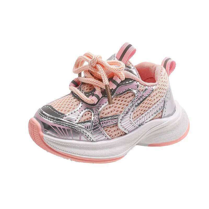 Girls' Sports New Style Soft Sole Children's Casual Fashionable Breathable Stripe Dad Shoes for Kids Boy H08029 26Y0313