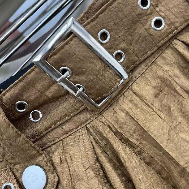 Vintage Harajuku Women High Waist Irregular Pleated American Retro Preppy Style Mini Skirt Y2k Streetwear Z260314