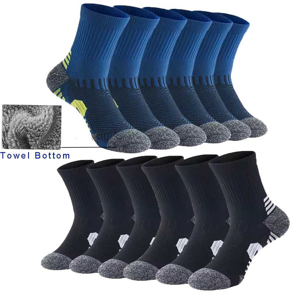 Men Sports Socks Shock-absorbing Cushion Terry Towel Basketball Cycling Running Hiking Tennis Socks for Women 1/3/6 Pairs D260313