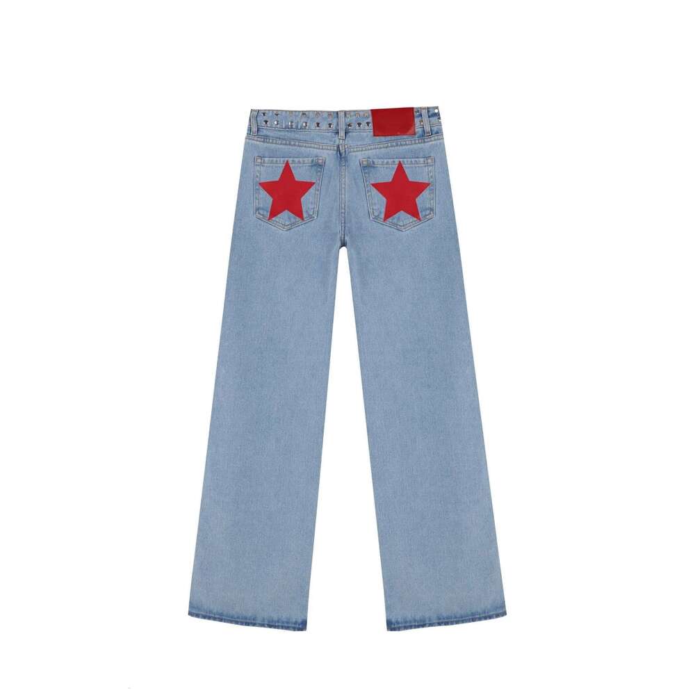 Vintage Five-Pointed Star Print High Waited Woman Street Harajuku Baggy Jeans Women Clothing Casual Straight Denim Pants Z260313