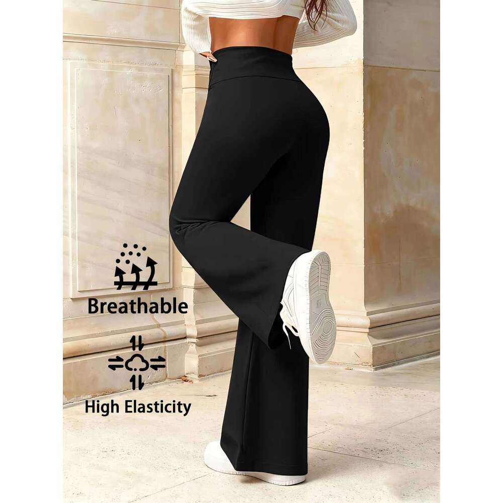 Korean Fashion High-Waisted Full-Length Wide-Leg Straight-Leg Casual Women's Daily Office Commute Wear Ladies' Pants