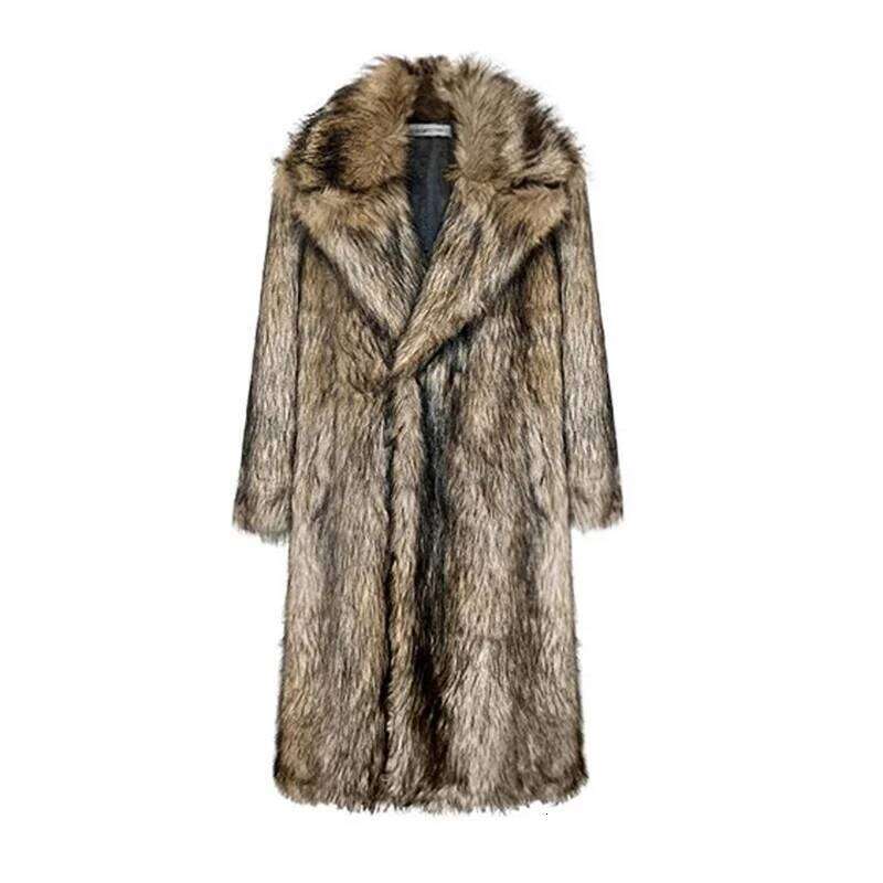 Men's fur coat, Wolf fox fur, lapel long overcoat, winter windproof and warm windbreaker, large size Z260313