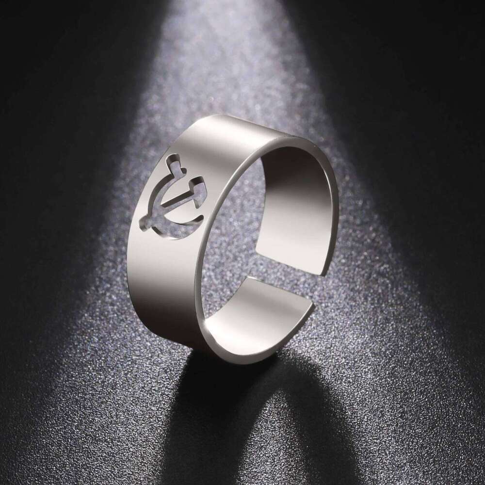 Lemegeton 2024 USSR Symbol Logo Hammer Sickle Ring Stainless Steel Opening Adjustable Vintage Jewelry Party Accessories H260312