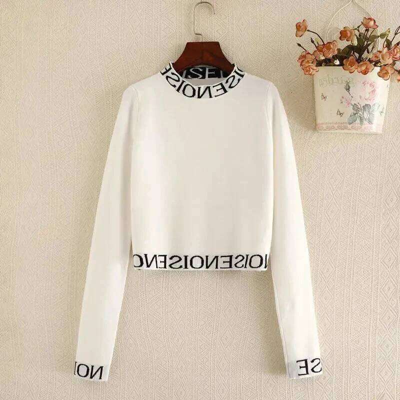 Short sweater women new waist slim small coat knitted inner half high collar bottom shirt autumn and winter 2025 Z260313