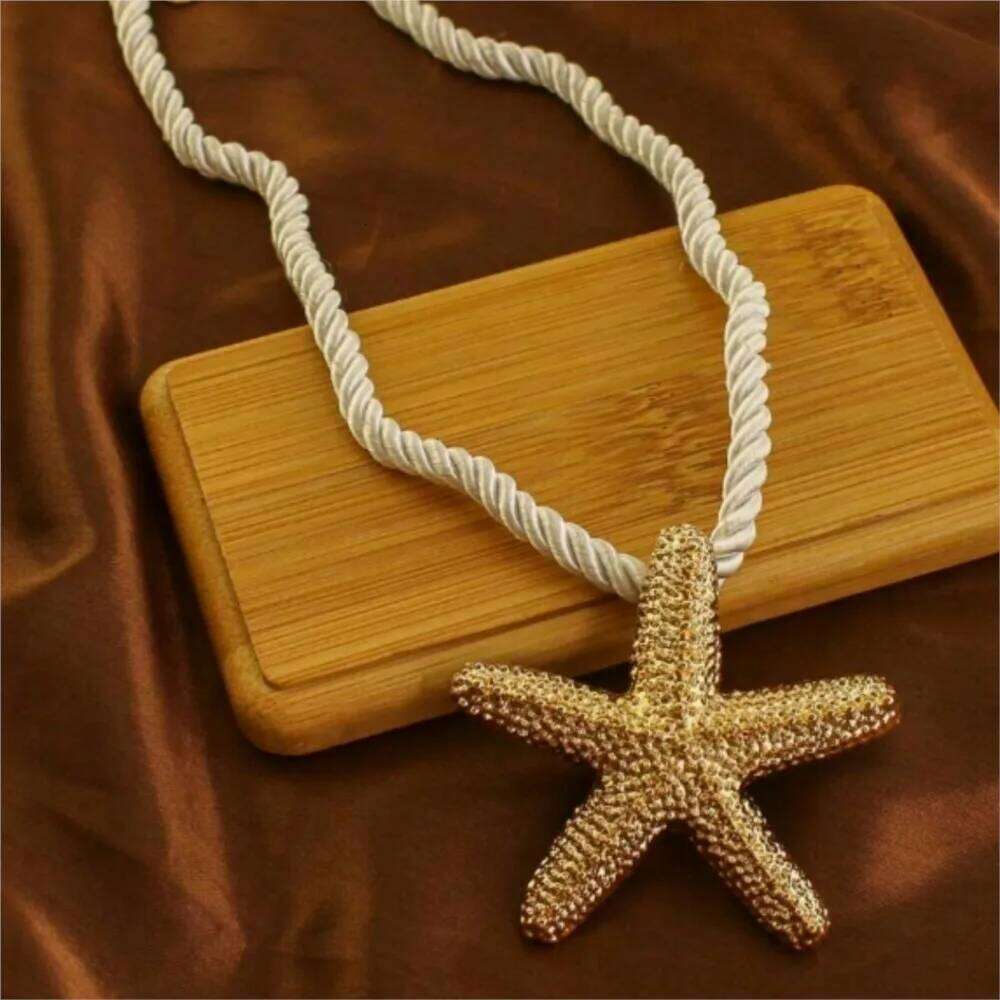 Beach Style Exaggerated Starfish Pendant Chunky Rope Necklace for Women Summer Collarbone Chain Necklaces Vocation Jewelry H260312