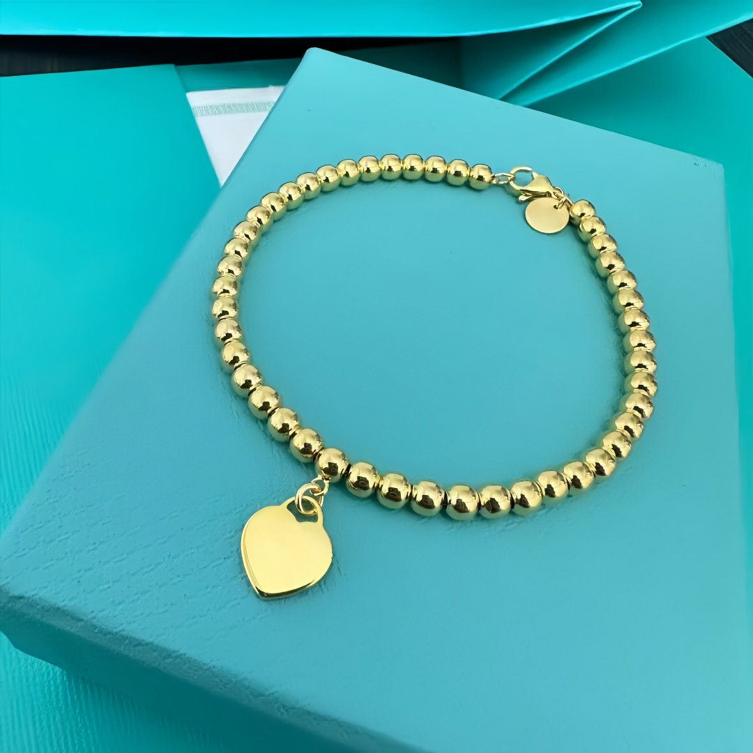 Gold jewelry heart bracelet designer bracelet silver gold designer jewelry armband luxe bijoux High quality paired with engraved pendant heart tag bracelet gift