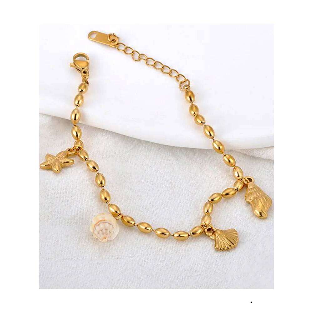 Lokaer Trendy Shell Starfish Pearl Charm Bracelets for Women 18K Gold Plated Stainless Steel Daily Jewelry Waterproof B24114 Z260313