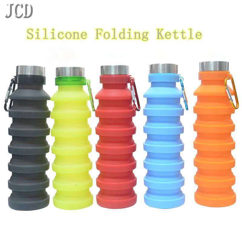 Food Grade Silicone Foldable Cup Outdoor Sports Travel Running Fitness Portable Water BottleCup with Mountaineering Buckle Z260313