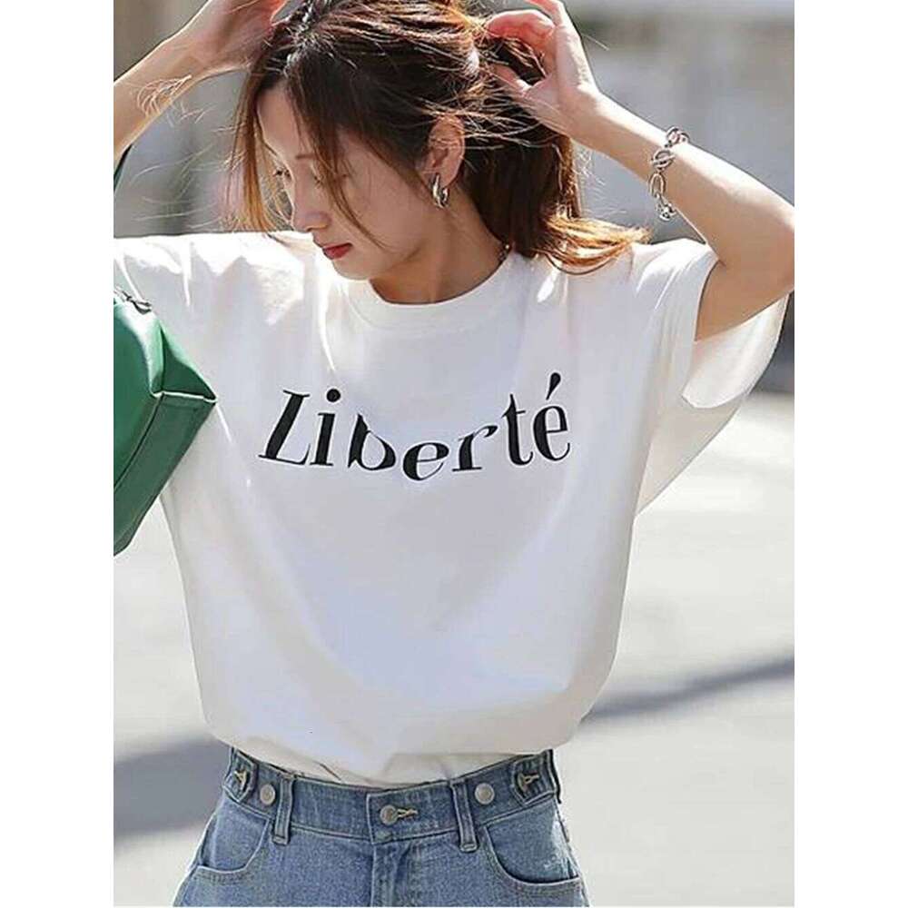 Liberte Slogan Cotton Classic Women's Top T-Shirt Portuguese Short Tee Drop Sleeve Cool Shirt Z260314