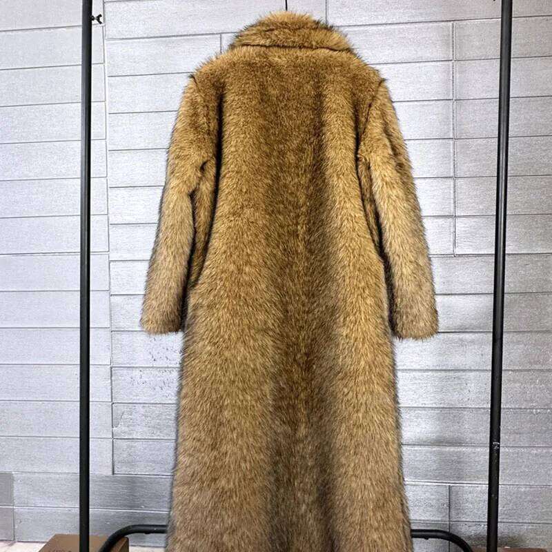 Imitation Solid Color 2025 New Winter Thick Faux Fox Loose Lapel Fur Coat For Women H45 Z260313