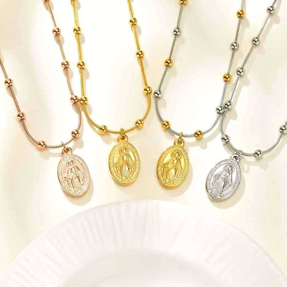Stainless Steel Rosary Chain Virgin Mary Pendant Necklaces Faith Jewelry For Everyday Wear H260312
