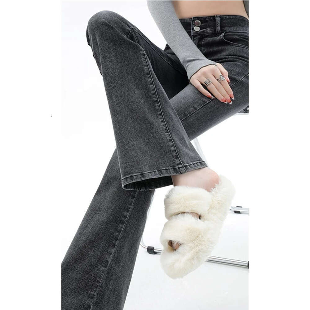 Women Jeans Cotton Denim Flared Pants Elastic Force Vintage Streetwear High Waist Slim Mom Harajuku Trousers Plus Length Z260313