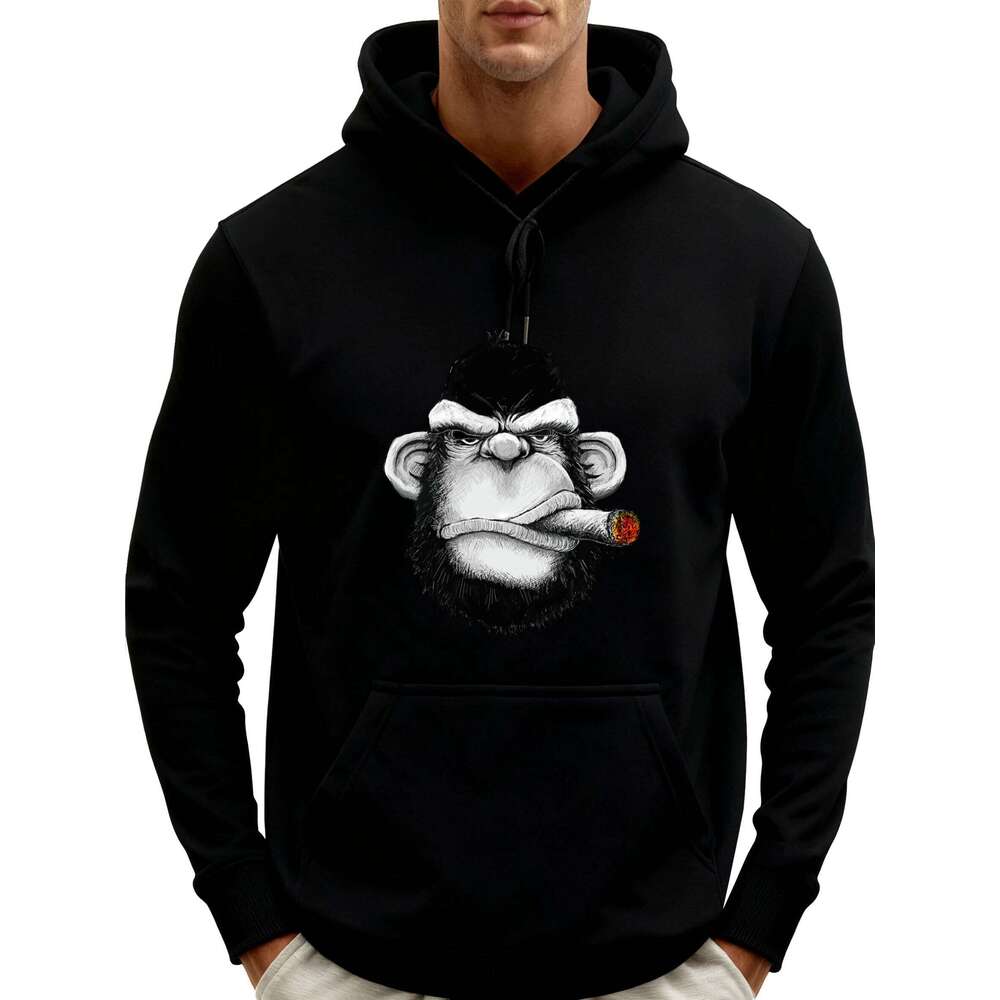 Cigar Monkey Game Adult Hoodies Men Streetwear Graphic Pullover Mens Oversized Fashionable And Trendy Printed Sweater Z260314