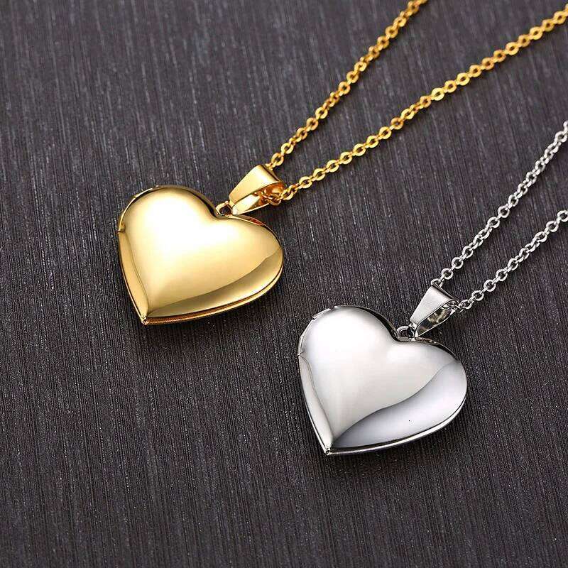 Vnox Monogram Floral Oval Heart Locket Pendant Necklaces for Women Men, Stainless Steel Photo Frame Promise Keepsake Collar H260312