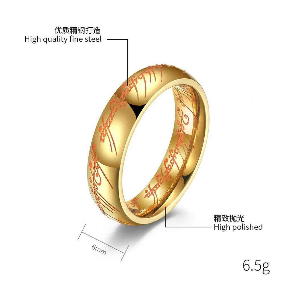 Lord of one Rings thick advanced pearl chain movie with the same necklace ring hip-hop 3D carving inside and outside H260312