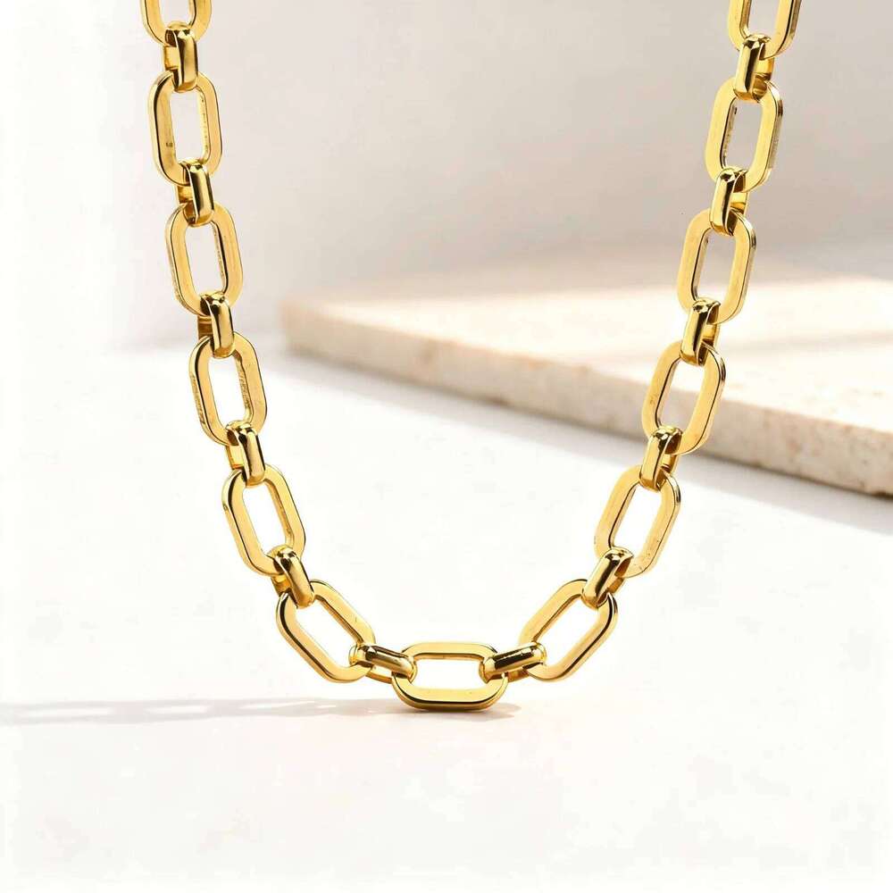 Big Chunky Necklace, Thick Paperclip Link Necklace for Women,Fashion Neck Chain Waterproof Jewelry H260312